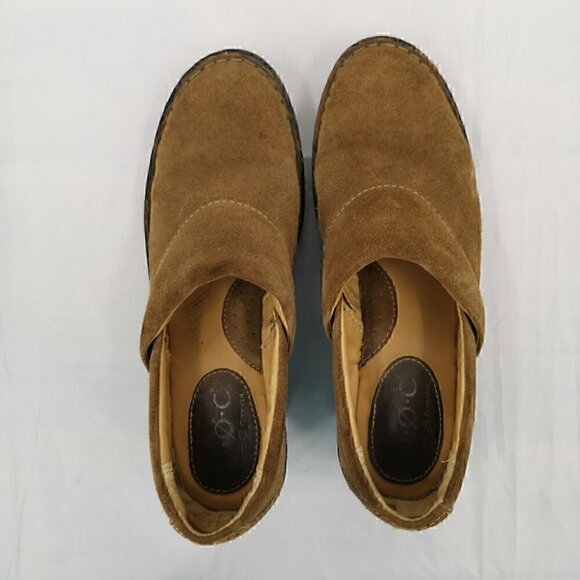 Born Concept Women's 8 Brown Leather Clogs with Cushioned Arch Exposed Stitch - Picture 7 of 8